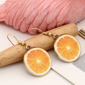 Orange Fruit Gold Earrings